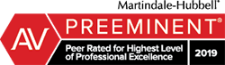 AV Preeminent Rating by Martindale Hubbell 2019